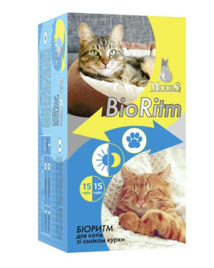 Вітаміни для котів зі смаком курки Modes BioRitm в упаковці 30 таблеток Вітаміни для котів зі смаком курки Modes BioRitm в упаковці 30 таблеток