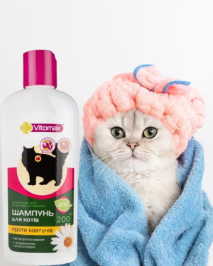 Фітошампунь-кондиціонер Vitomax (Вітомакс) проти ковтунів для котів 200 мл