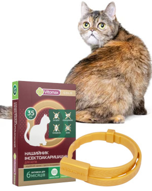 Нашийник від бліх та кліщів для котів Vitomax (Вітомакс) Gold 35 см