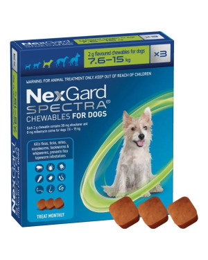 Таблетки для собак 7.5-15 кг NexGard Spectra (НексГард Спектра) против паразитов 3 таблетки
