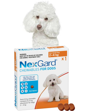 Таблетки для собак 2-4 кг від бліх і кліщів NexGard (НексГард) 3 таблетки